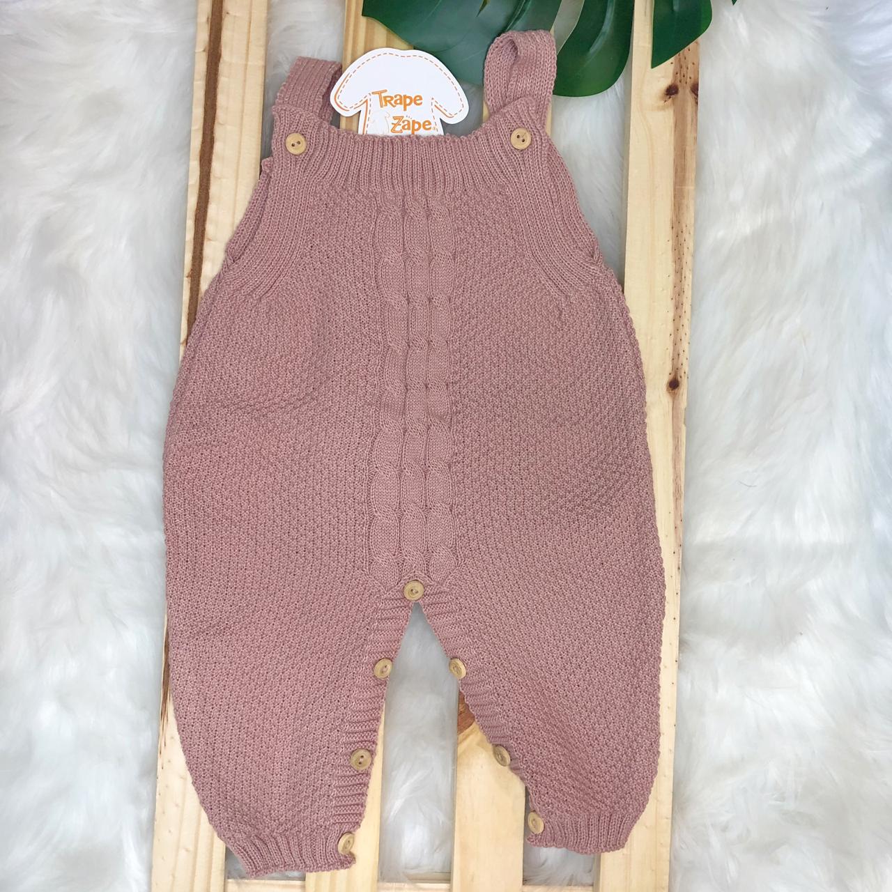  Jardineira de linha pipoca rosê